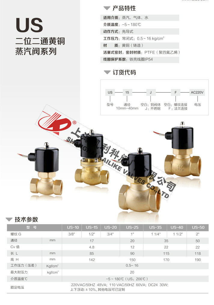US先導(dǎo)活塞式電磁閥黃銅外形結(jié)構(gòu)圖